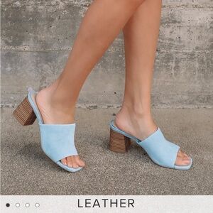 Anthropologie NWT Adapt Light Blue Suede Leather High Heel Sandals size 7.